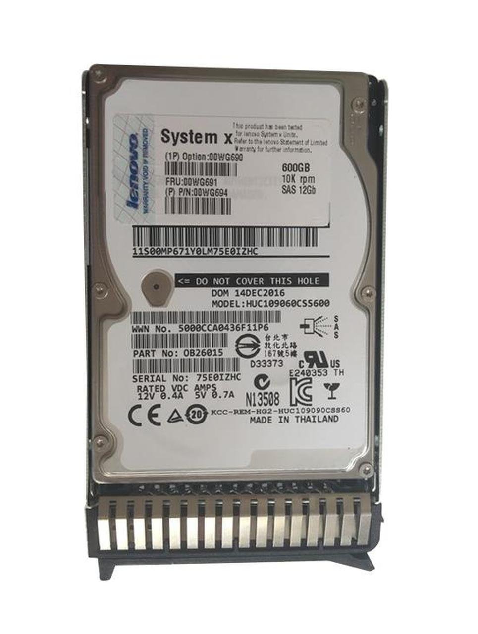 Lenovo 600GB Server Hard Drive - 00WG691