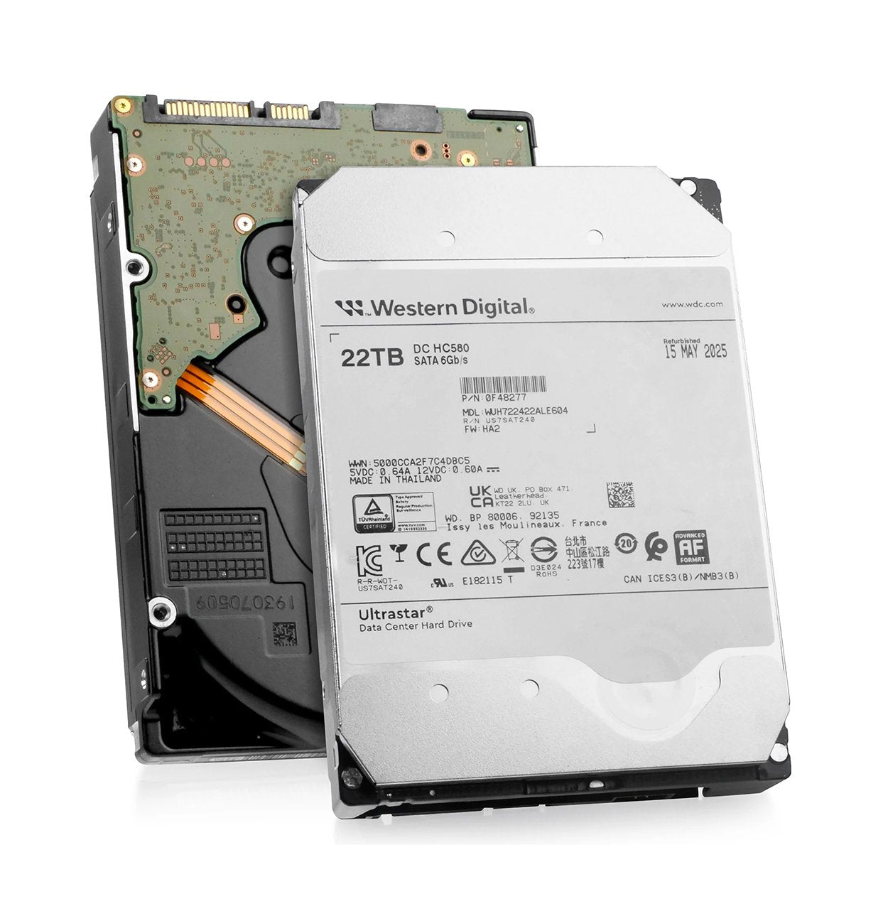 WD Ultrastar DC HC580 22TB SATA 6Gb/s 3.5-inch Internal Hard Drive - WUH722422ALE604