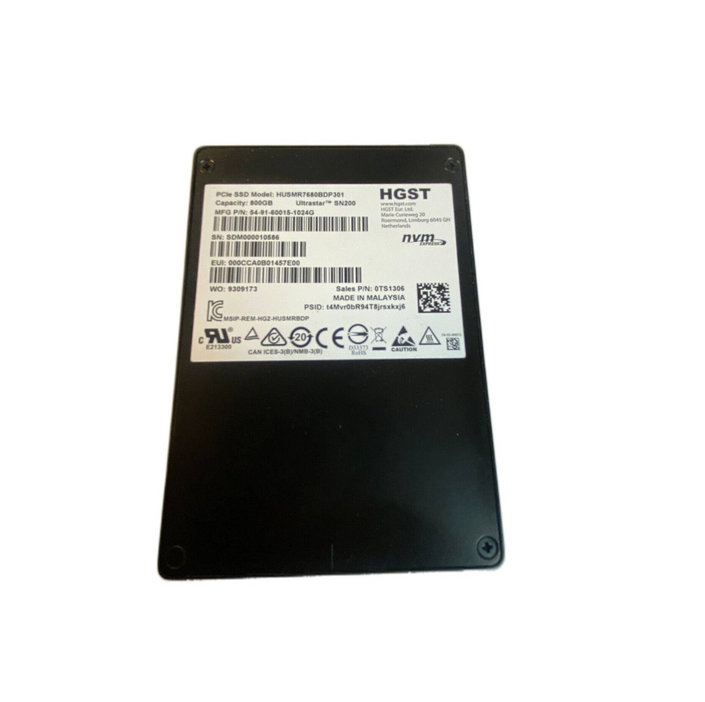 HGST Ultrastar SN200 800GB PCI Express 3.0 x4 NVMe - 0TS1306