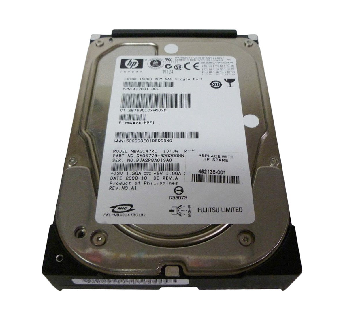 HPE 146GB SAS 15000RPM SP 3.5-inch Internal Har - 417801-001