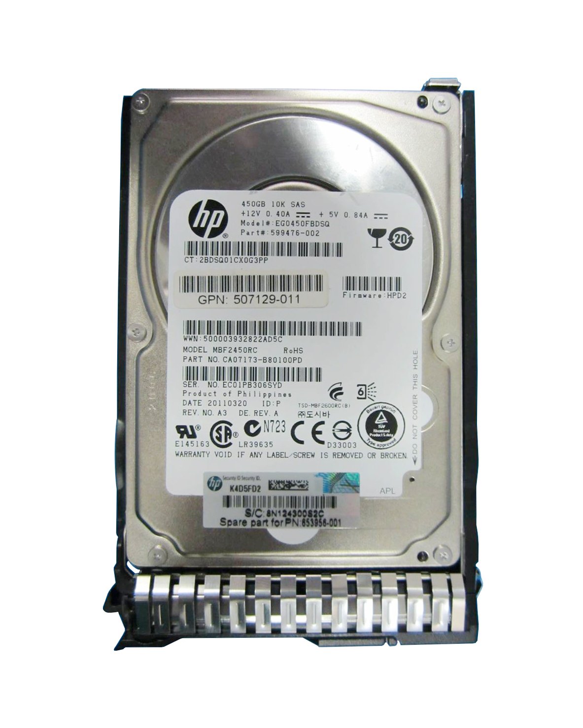 HP 450GB 10000RPM SAS 6Gb/s Dual Port Hot-Swap - 653956-001