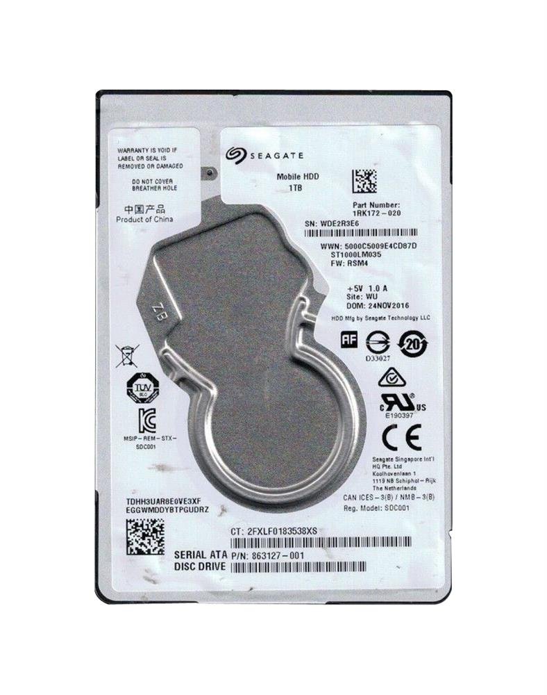 HP 1TB 5400RPM SATA 6Gbps 128MB Cache 2.5-inch - 863127-001