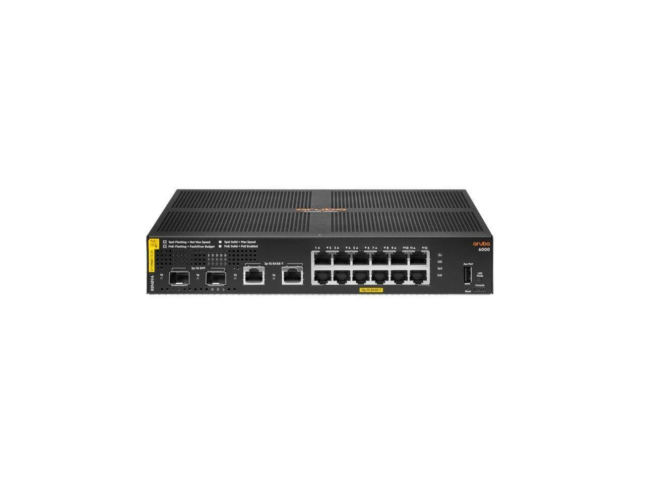 HPE Aruba 6000 12G Class4 PoE 2G/2SFP 139W Switch - JC129A