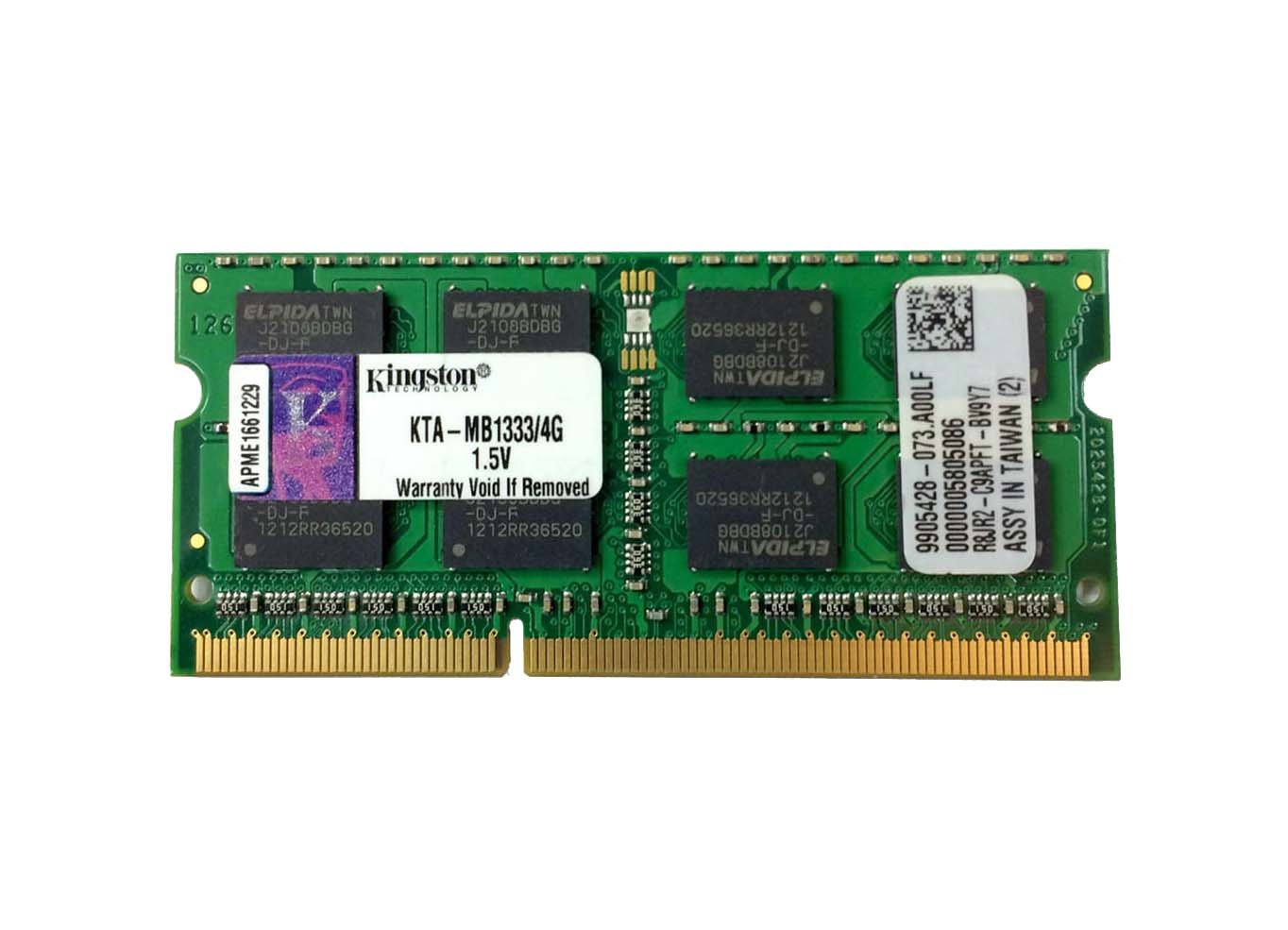 Kingston 4GB 1333MHz DDR3 PC3-10600 Non-ECC - KTA-MB1333/4G