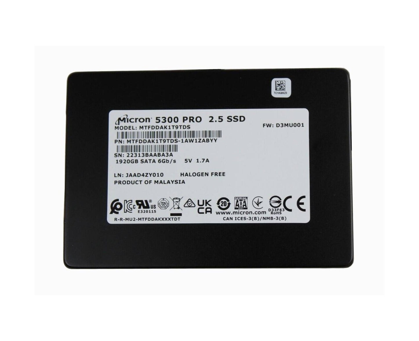Micron 5300 Pro 1.92TB SATA 6Gb/s Rea - MTFDDAK1T9TDS-1AW1ZA
