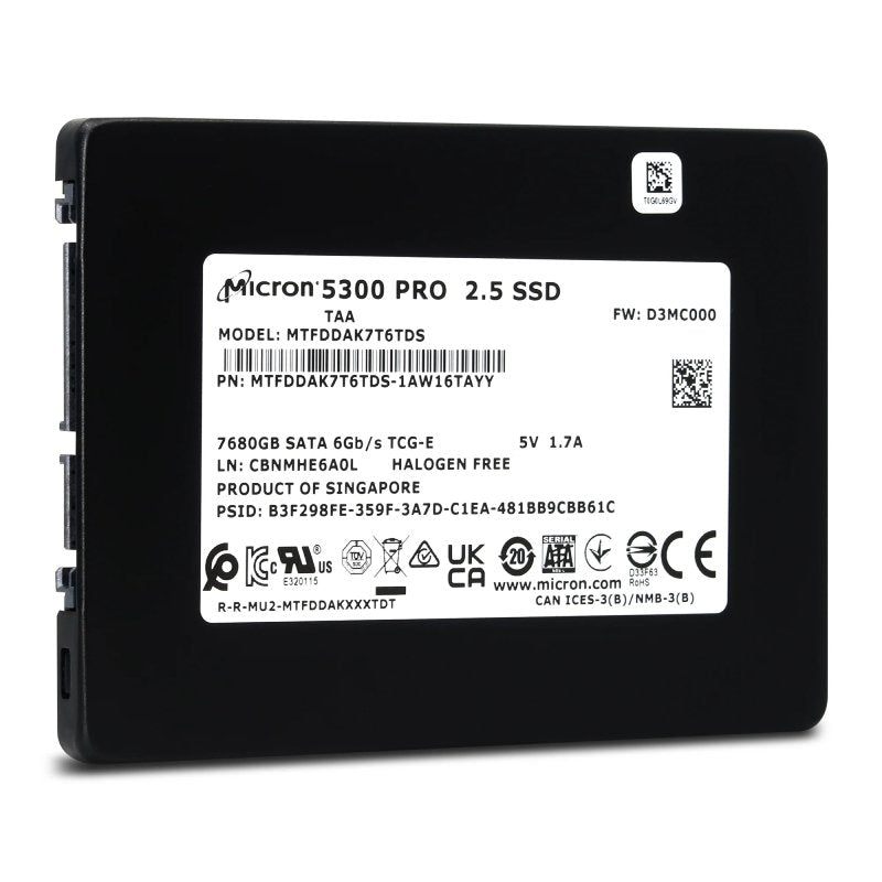 Micron 5300 Pro 7.68TB SATA 6Gb/S Read Inten - MTFDDAK7T6TDS