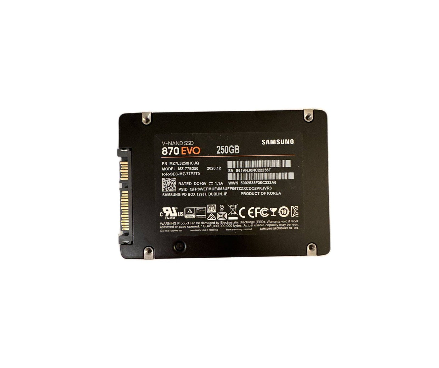 Samsung 870 Evo 250GB SATA 6Gb/s 3D NAND TLC (AE - MZ-77E250