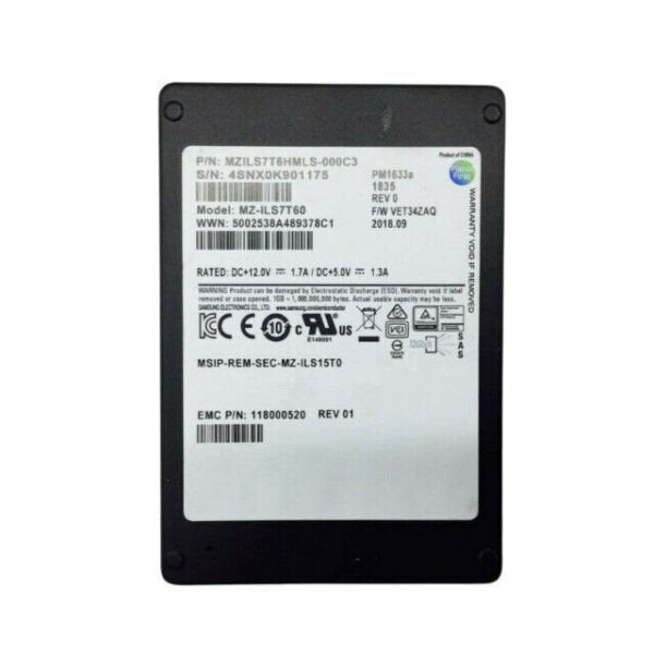 Samsung PM1633A 7.68TB SAS 12Gb/s 2.5-i - MZILS7T6HMLS-000C3