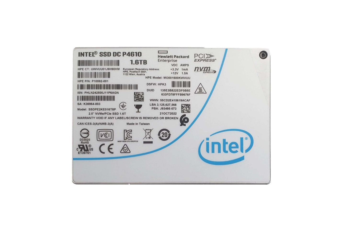 Intel DC P4610 1.6TB PCI-Express 3.1 x4 NVM - SSDPE2KE016T8P