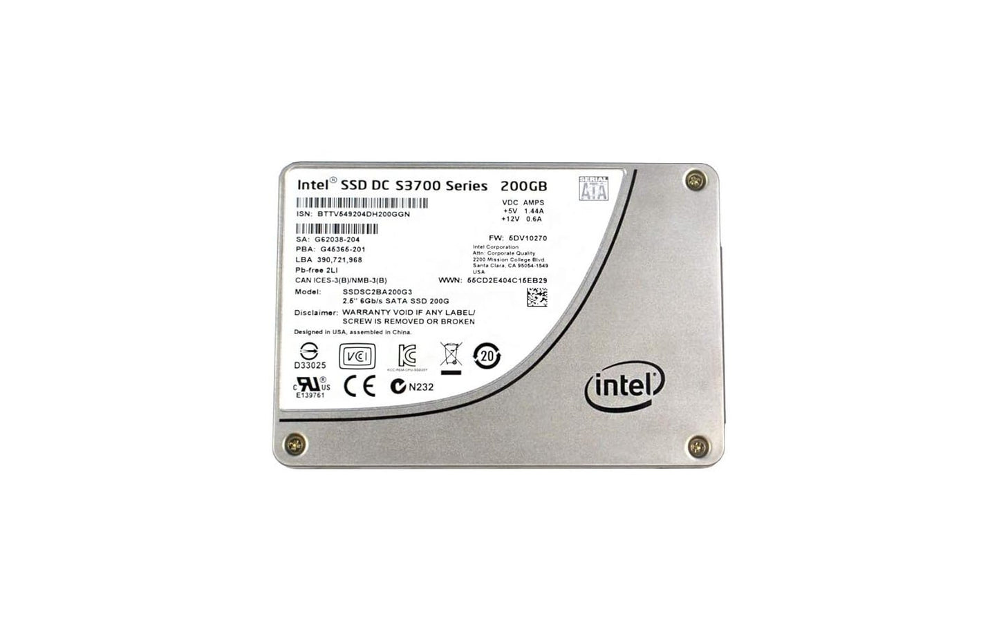 Intel DC S3700 200GB SATA 6Gb/s 2D NAND MLC - SSDSC2BA200G3