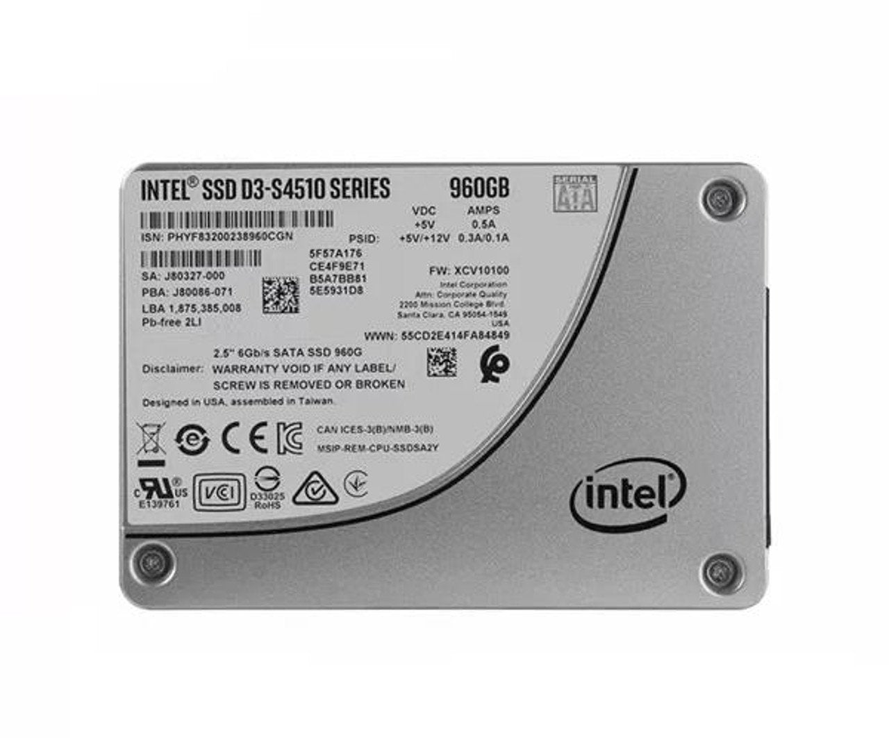 Intel D3-S4510 Series 960GB SATA 6Gb/s 3D - SSDSC2KB960G801