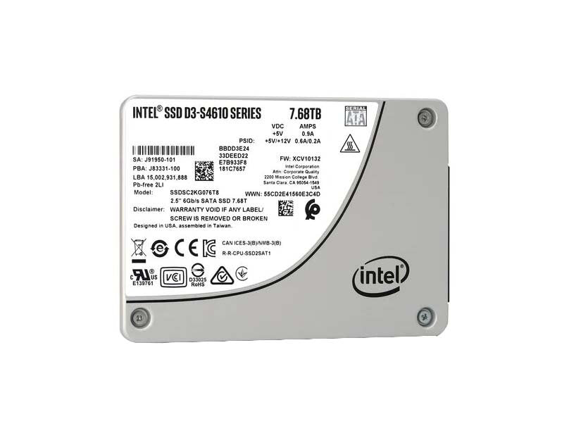 Intel D3-S4610 Series 7.68TB SATA 6Gb/s 3D N - SSDSC2KG076T8