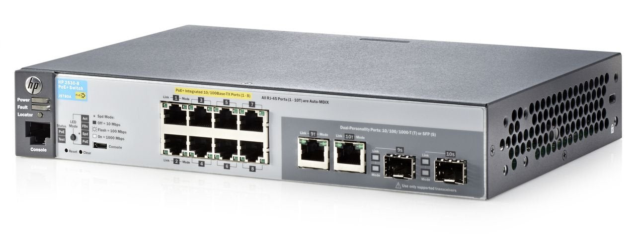 HP Aruba 2530 8-Ports 10/100/1000BASE-T PoE+ La - J9780A#ABA