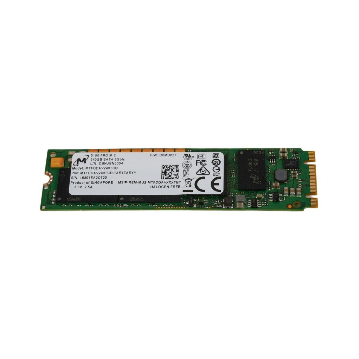 Micron 5100 Pro 240GB SATA 6Gb/s 3D ANND TLC - MTFDDAV240TCB