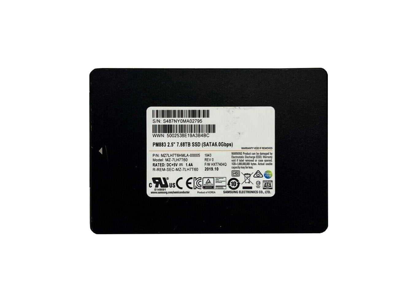 Samsung PM883 7.68TB Solid State Drive (SSD) - MZ7LH7T6HMLA