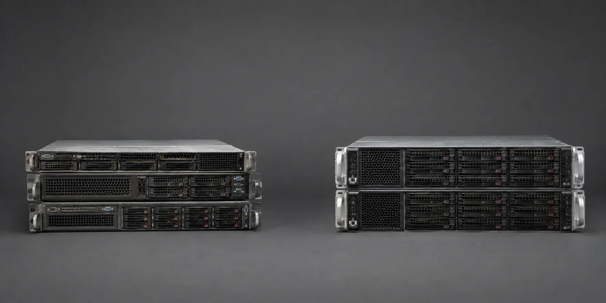 Three older servers consolidated into two denser servers for VMware licensing cost reduction