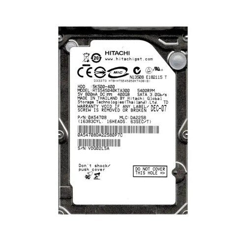 Hitachi Laptop Hard Drive - 0A54708