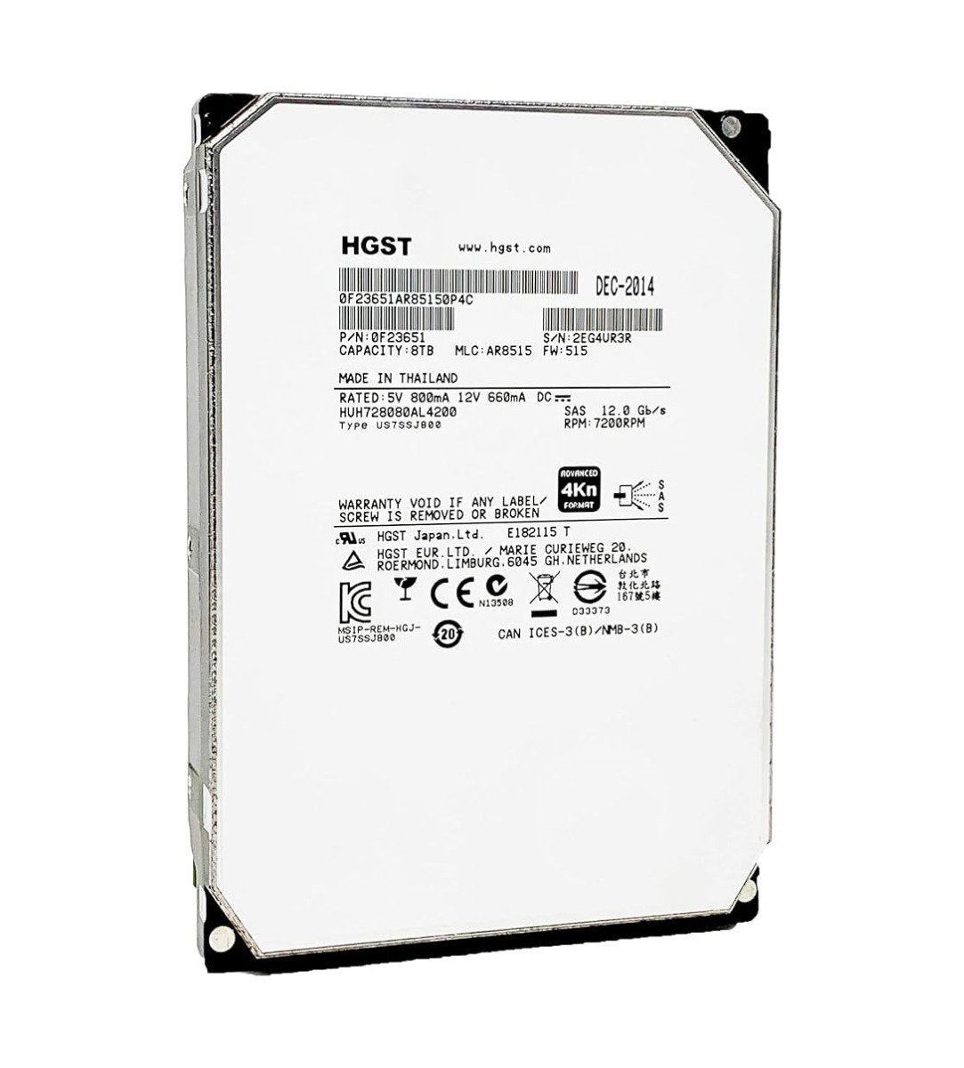 Hitachi Ultrastar He8 8TB SAS 12Gb/s 7200R - HUH728080AL4200