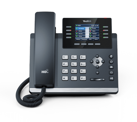Yealink 12-Lines Dual-Ports Ethernet 2.8-inch Color LCD Bluetooth Wi-Fi SIP Phone - SIP-T44W {{Product vendor}}