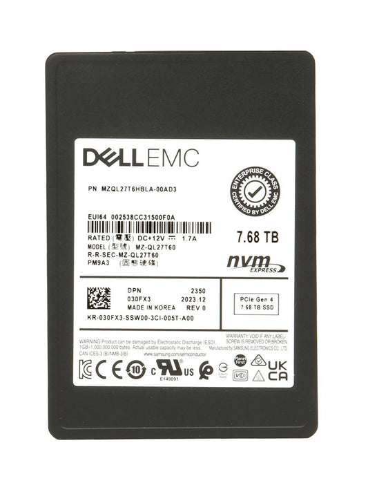 Dell EMC 7.68TB PCI Express Solid State Drive (SSD) - 030FX3