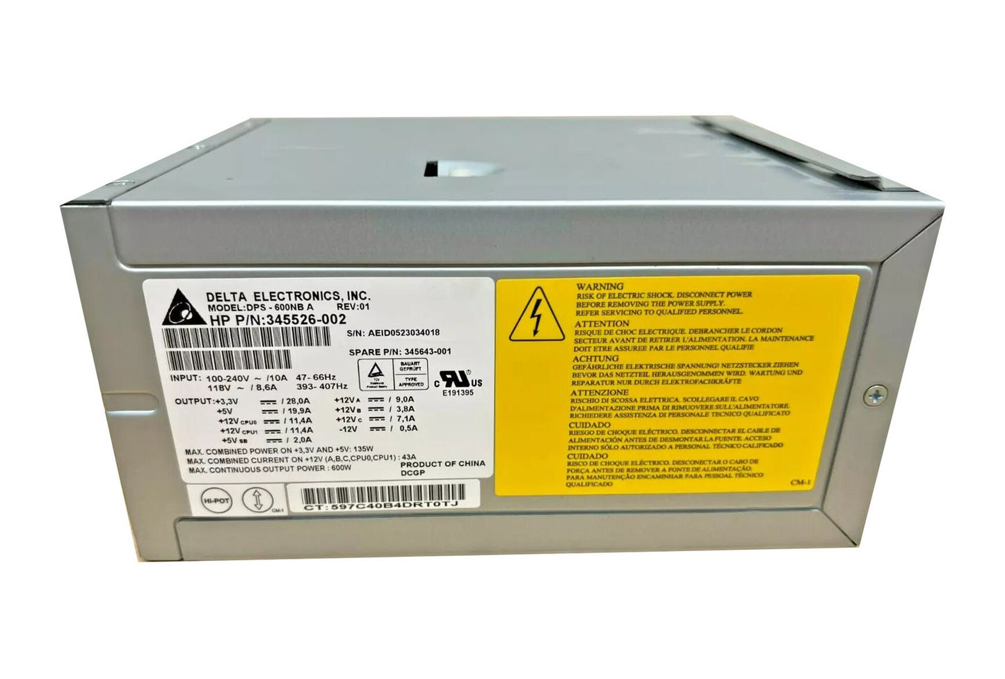 HP 600-Watts Power Supply - 345526-002