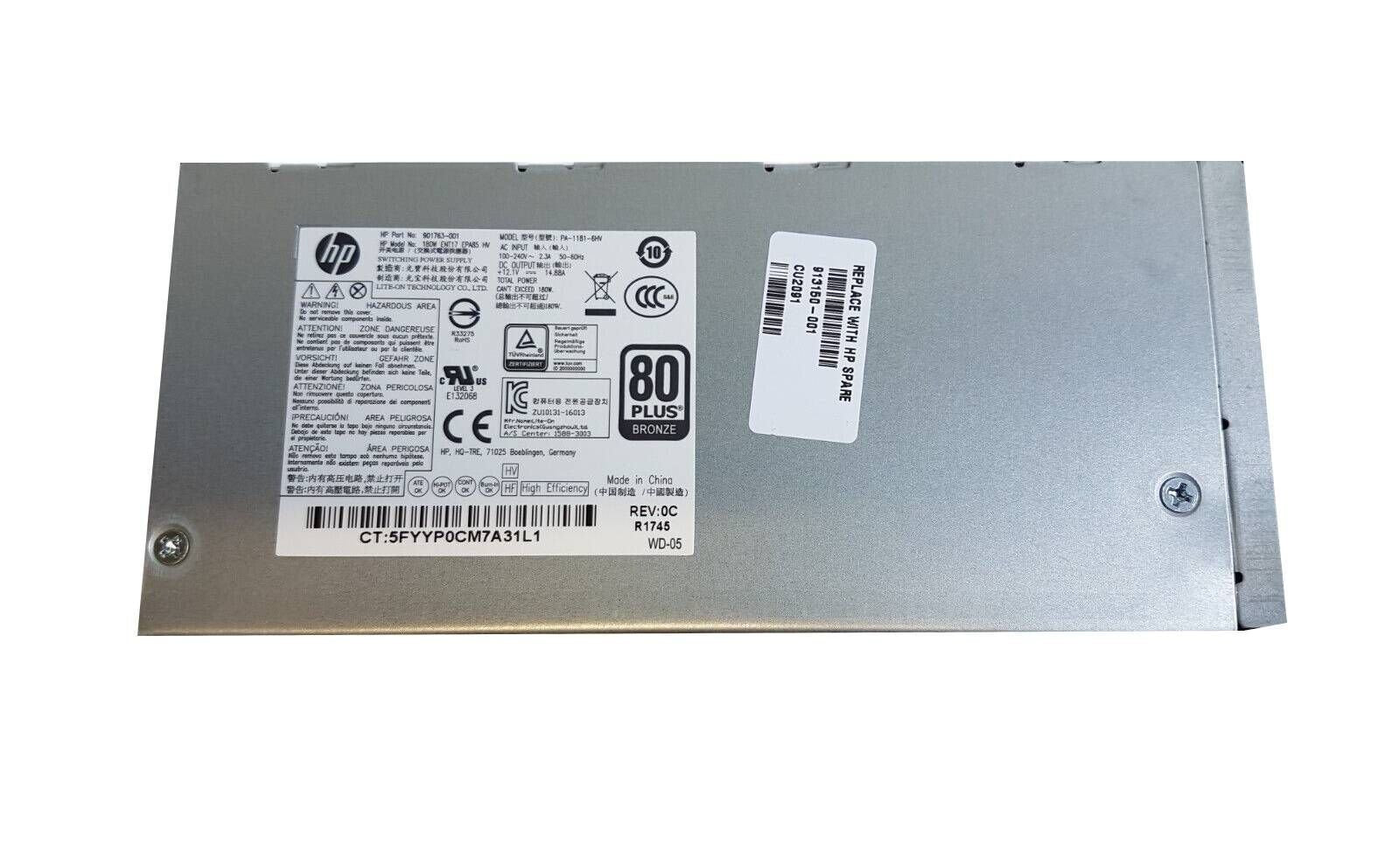 HPE 180-Watts Power Supply - 913150-001