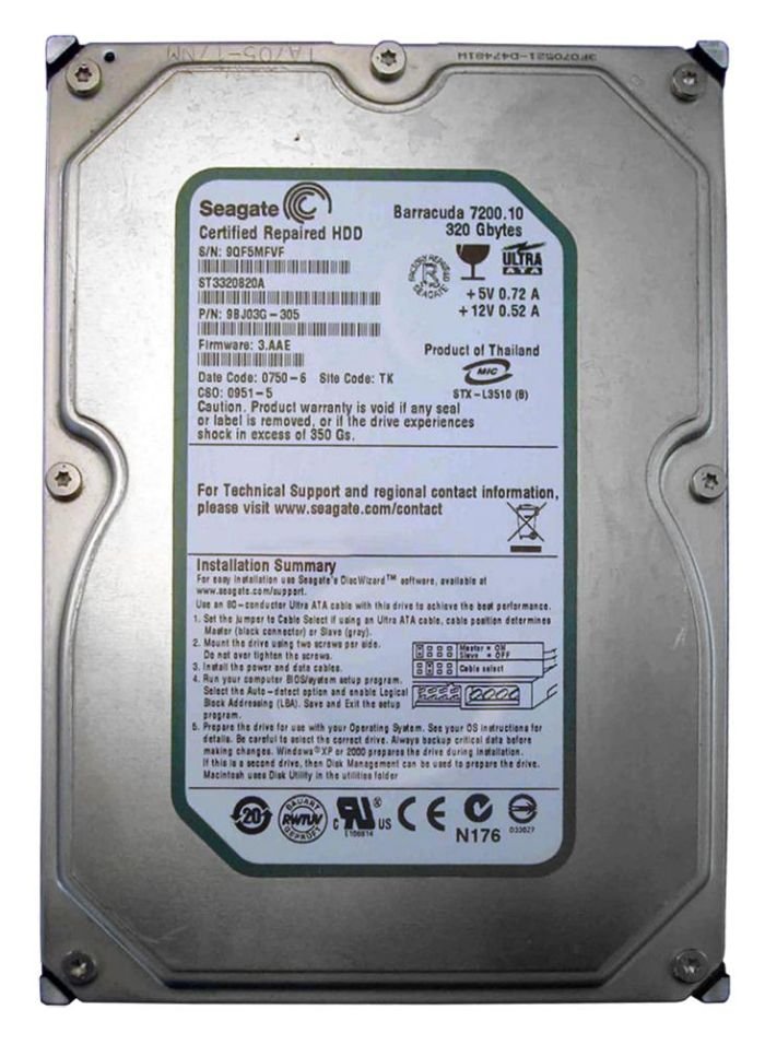 Seagate 320GB Desktop Hard Drive - 9BJ03G-305