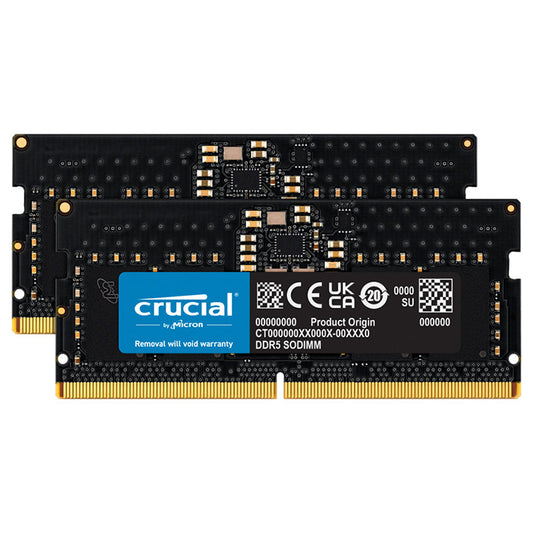 Crucial 32GB (2x 16GB) 4800MHz DDR5 PC5-38400 Non-ECC CL40 262-Pin SoDimm 1.1V Single Rank Memory Module - CT2K16G48C40S5 {{Product vendor}}