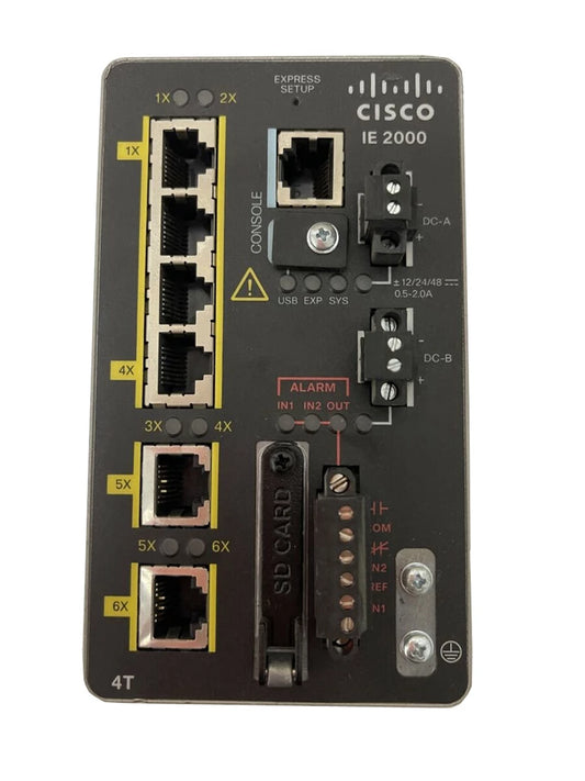 Cisco IE-2000 Series 6-Ports 10/100/1000BASE-T Ethernet Layer 2 DIN Rail-mountable Managed Rugged Switch - IE-2000-4T-B {{Product vendor}}