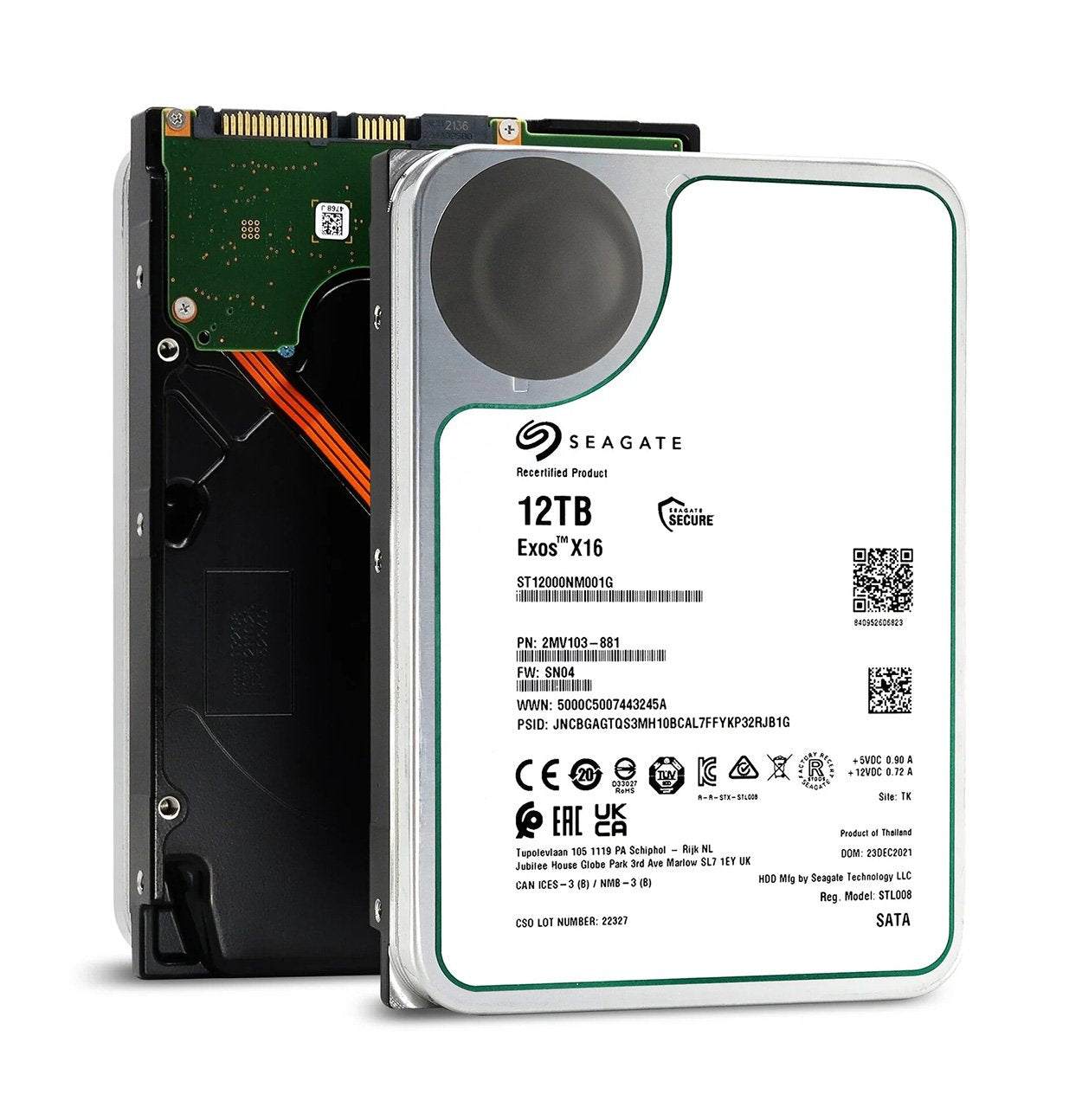 Seagate Exos X16 12TB SATA 6Gb/s 3.5-inch Hard Drive - ST12000NM001G