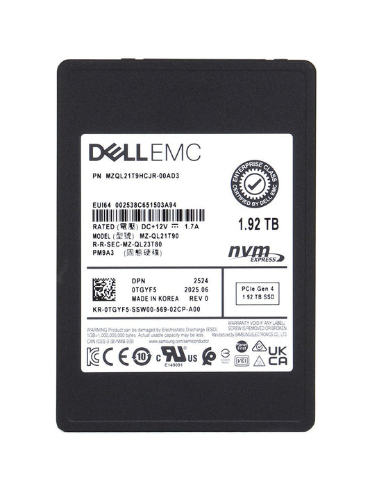 Samsung 1.92TB PCI Express Solid State Drive (SSD) - MZQL21T9HCJR-00AD3