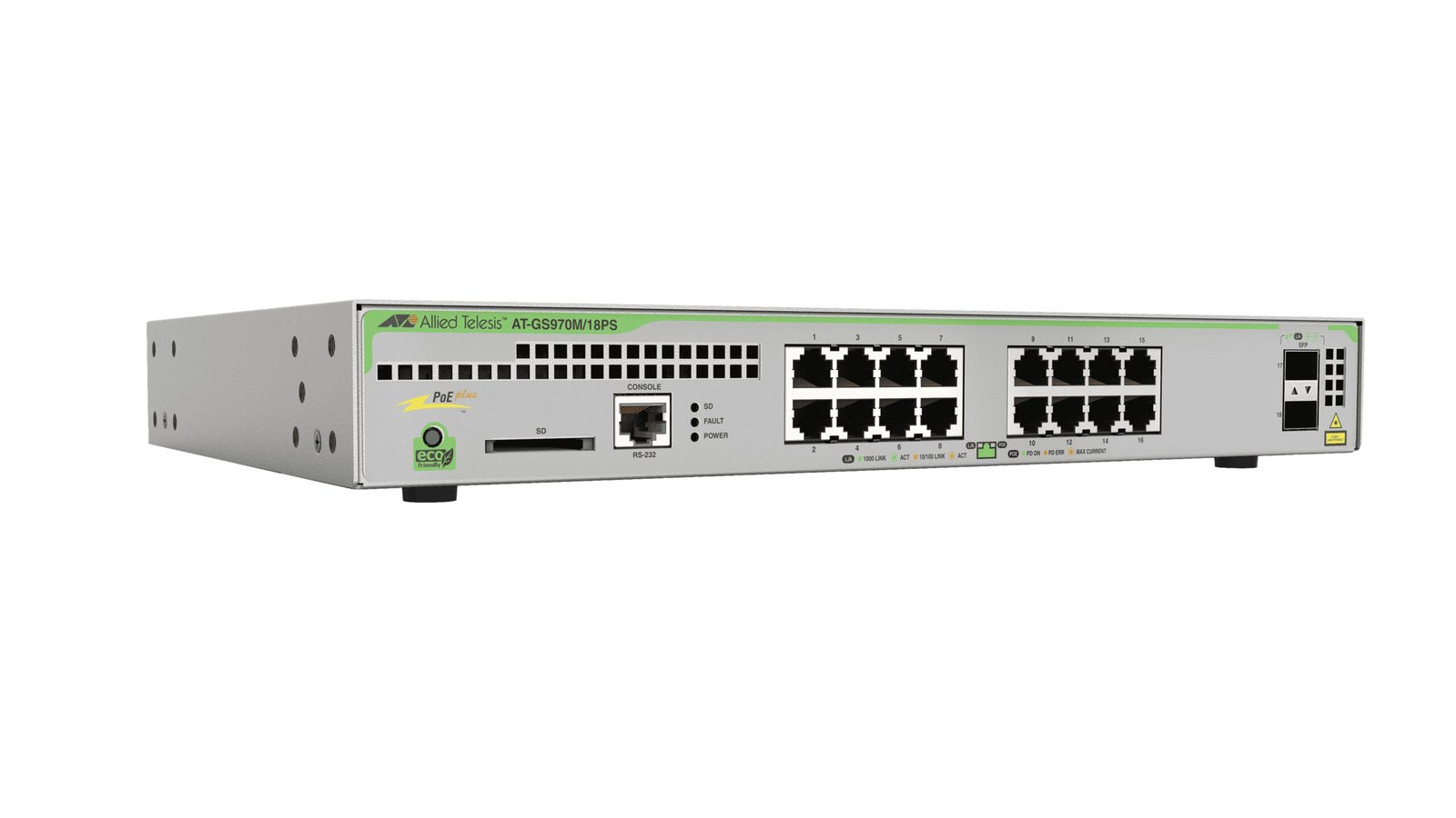 Allied Telesis CentreCOM Network Switch - AT-GS970M/18PS-R-10