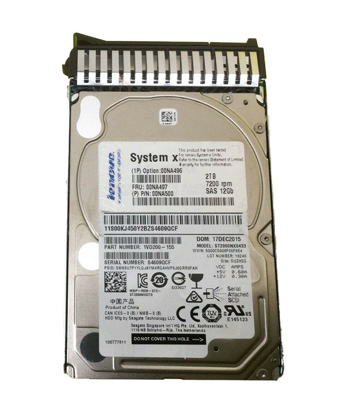 Lenovo 2TB SAS 12Gb/s Hot Swap 7200RPM 2.5-inch In - 00NA500