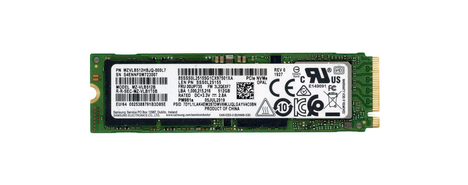 Lenovo 512GB PCI-Express 3.0 x4 NVMe M.2 2280 Soli - 00UP735