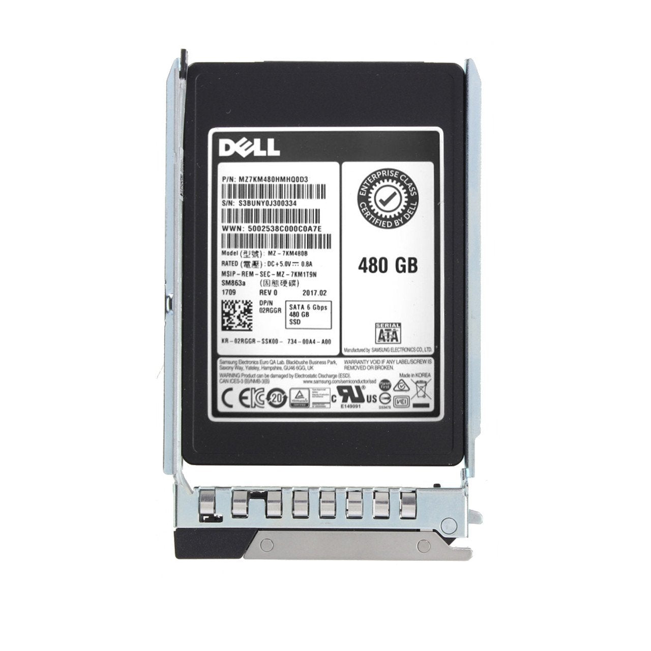 Dell 480GB SATA 6Gb/s Hot Swap Mixed Use MLC 2.5-in - 02RGGR