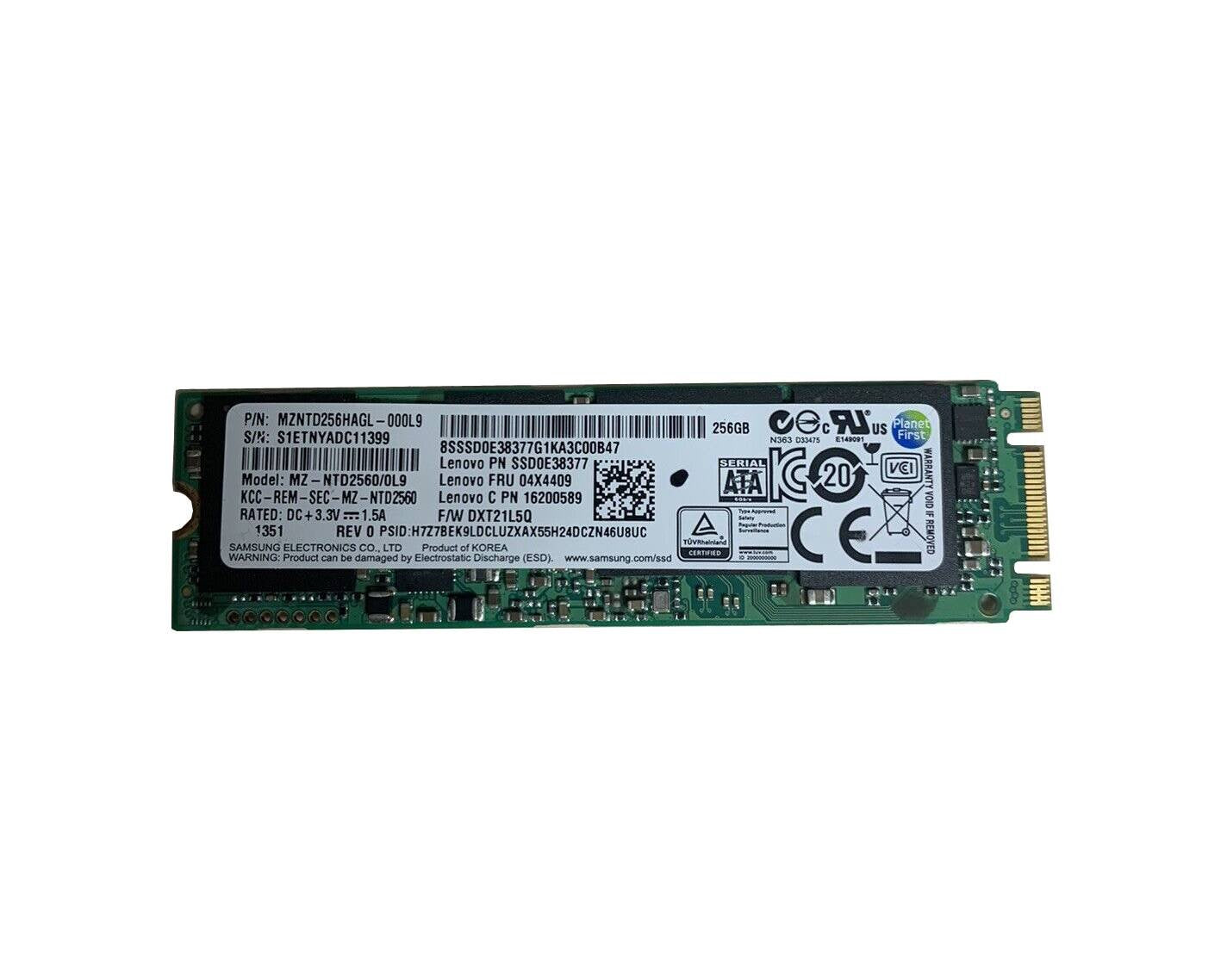 Lenovo 256GB SATA 6Gb/s TLC (AES-256) M.2 2280 Sol - 04X4409