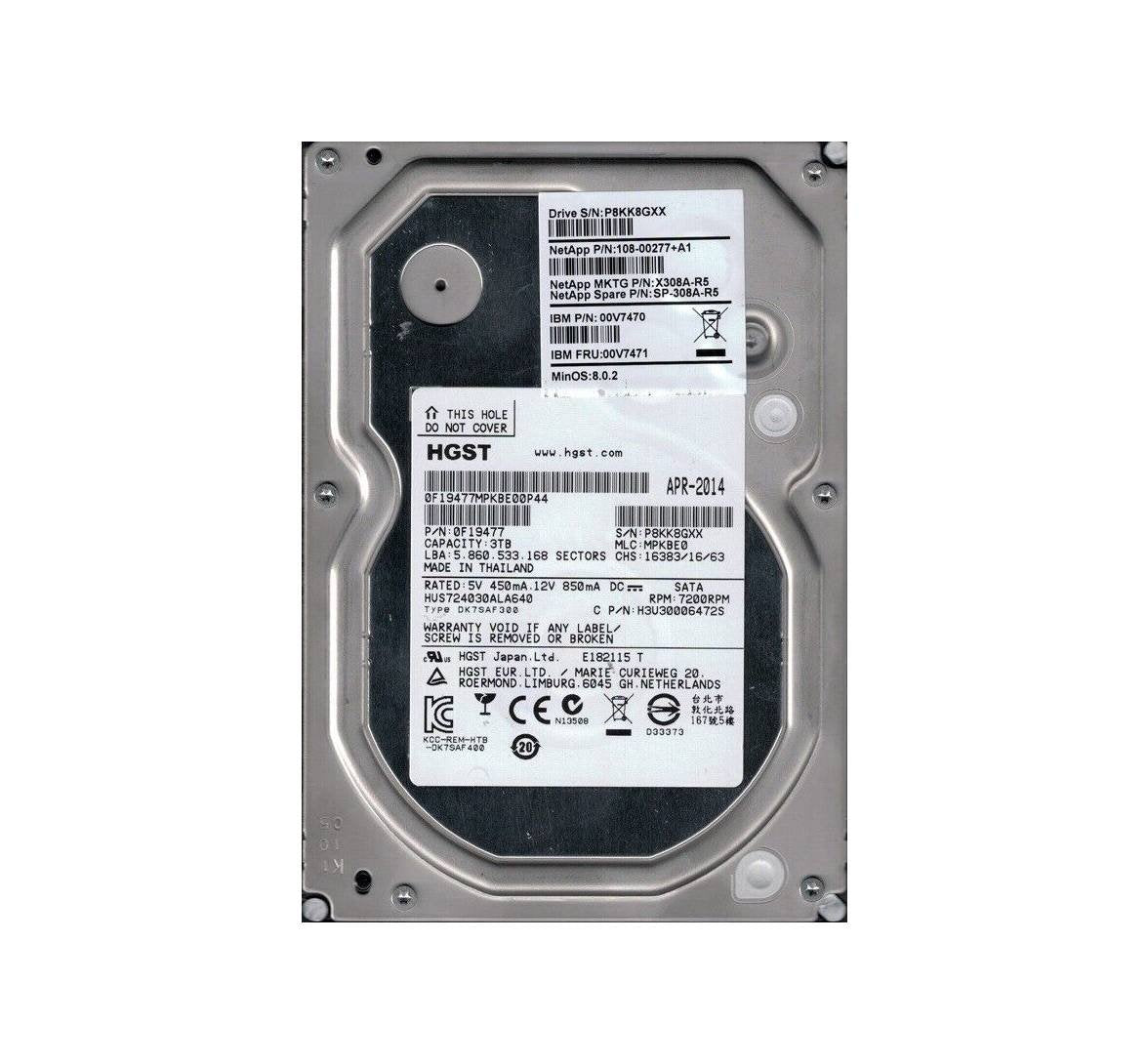 Hitachi Ultrastar 7K4000 3TB SATA 6Gb/s 7200RPM 64 - 0F19477