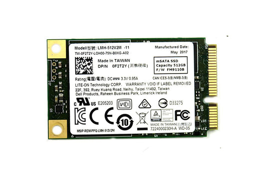 Dell 512GB SATA 6Gb/s mSATA Solid State Drive (SSD) - 0F2T2Y