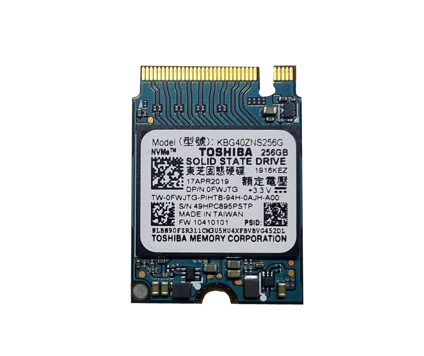 Dell 256GB PCI-Express 3.0 x4 NVMe TLC M.2 2230 Sol - 0FWJTG