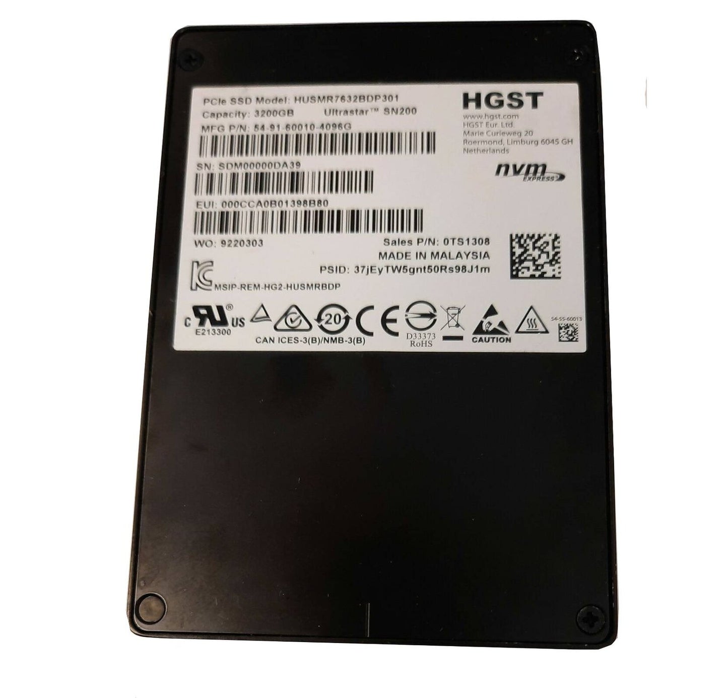 HGST Ultrastar SN200 3.2TB PCI Express 3.0 x4 NVMe - 0TS1482