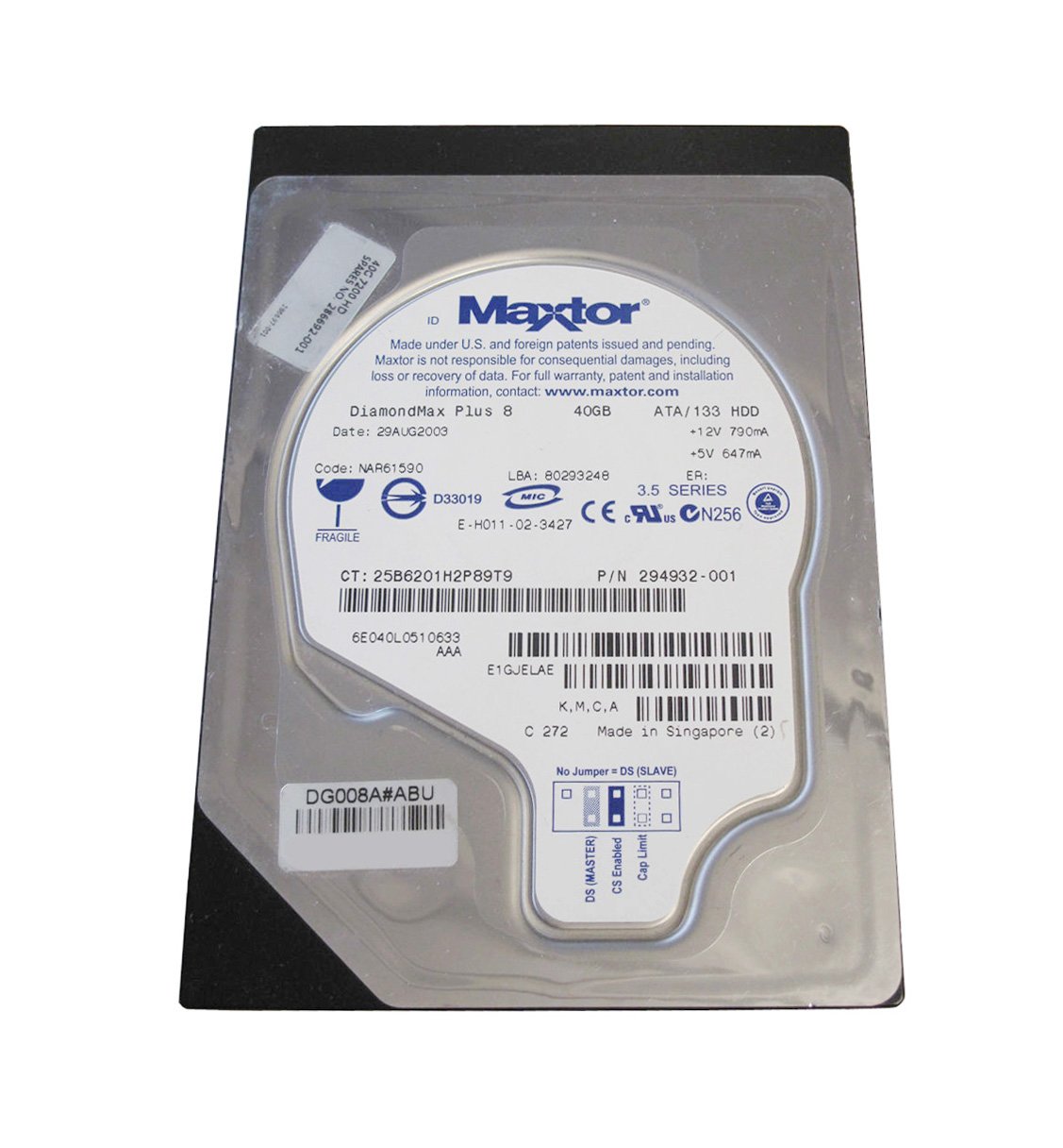 HP / Comapaq Maxtor DiamondMax Plus 8 40GB 7200 - 294932-001