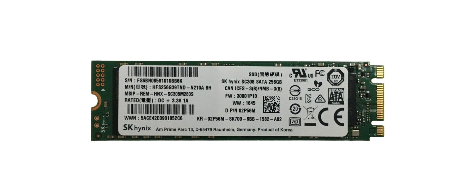 Dell 256GB SATA 6Gb/s M.2 2280 Solid State Drive (SS - 2P56M