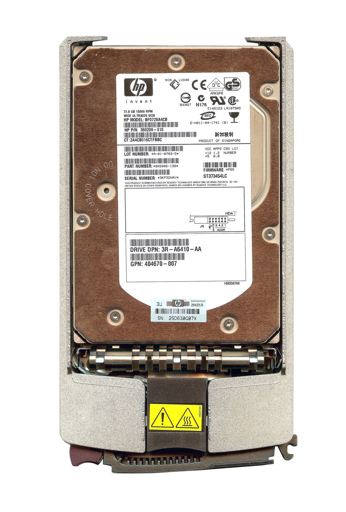 HP 72.8GB 15000RPM Ultra-320 SCSI 80-Pin LVD Ho - 360209-010