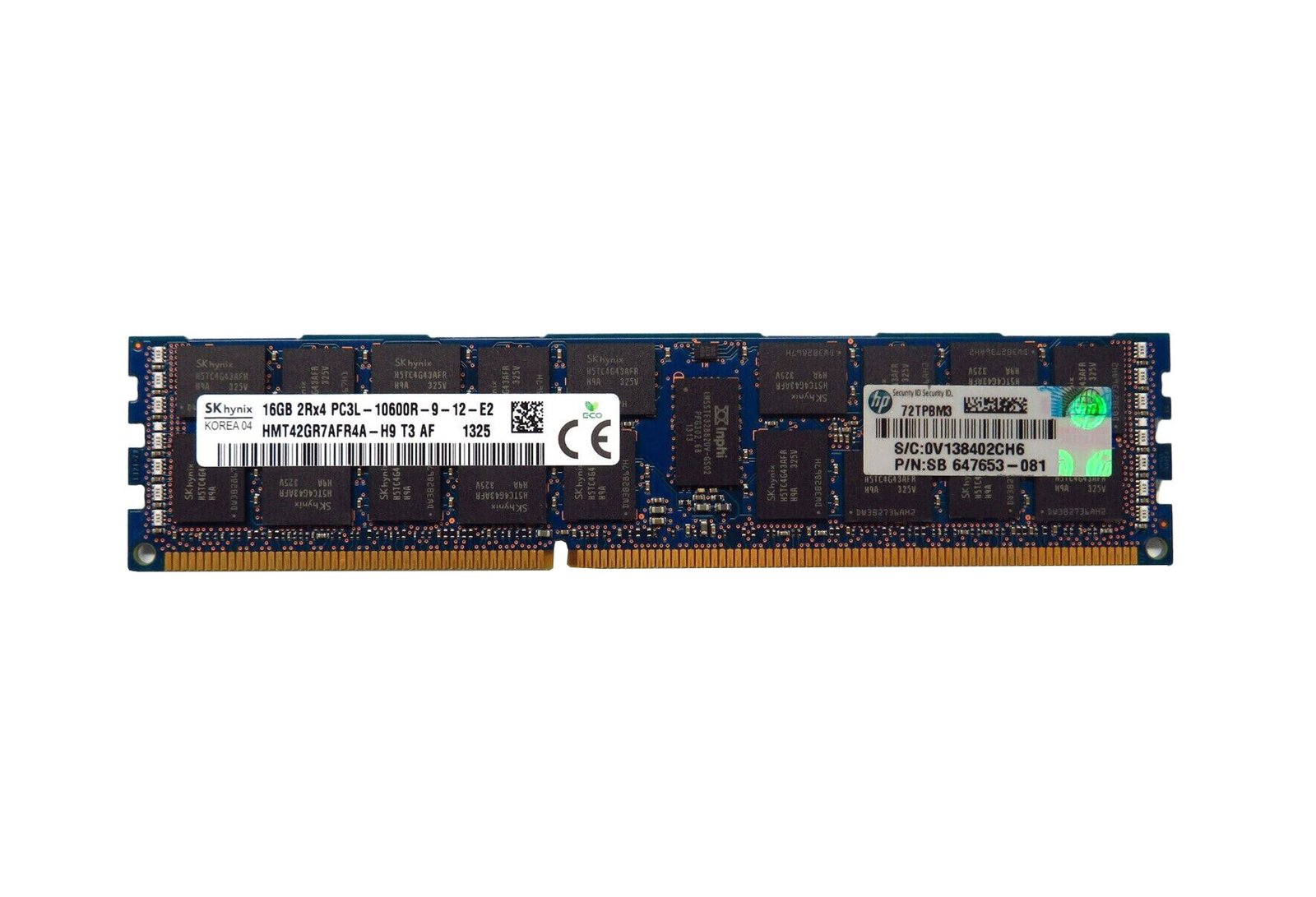 HP 16GB 1333MHz DDR3 PC3-10600 ECC Registered C - 647901-B21