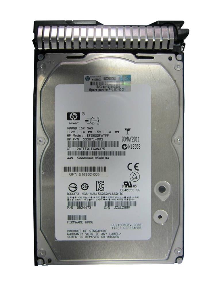 HP 600GB SAS 6Gb/s Hot Swap 15000RPM (512n) 3.5 - 653952-001