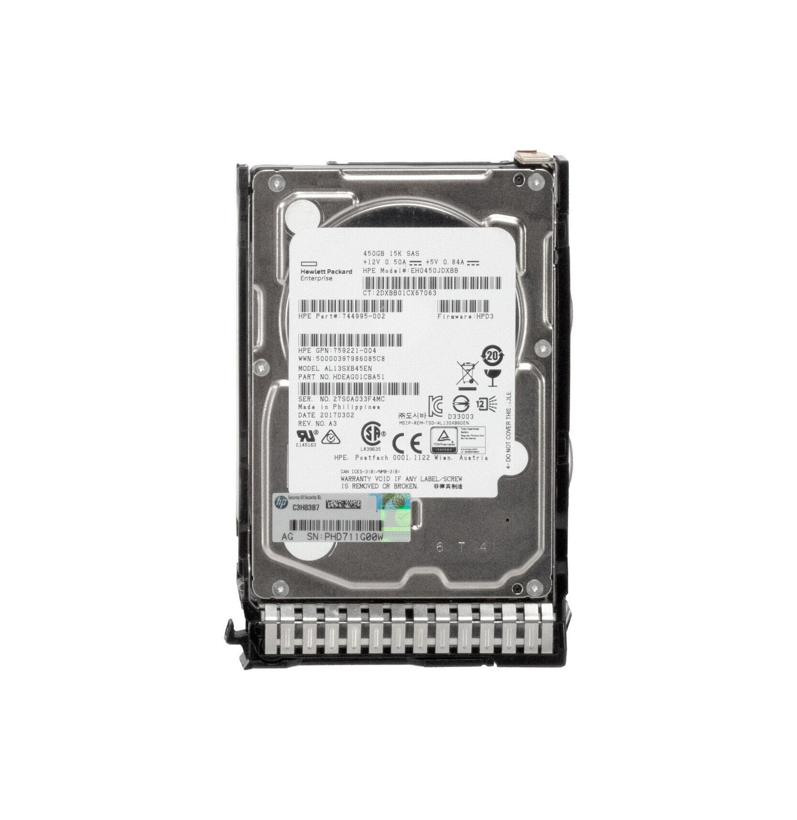 HP 450GB SAS 12Gb/s Hot Swap 10000RPM 3.5-inch - 737573-001