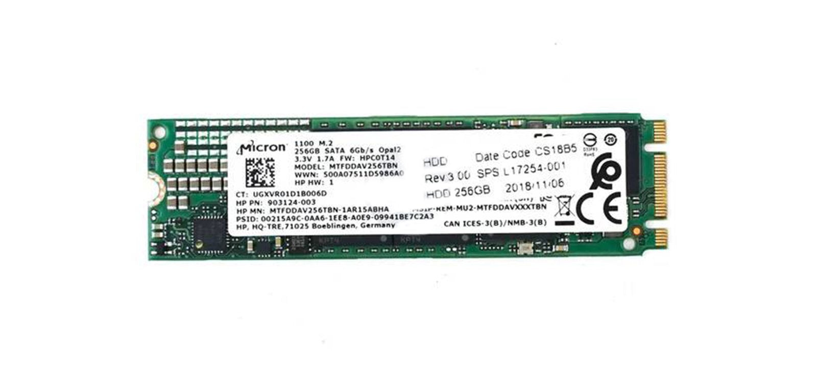 HP 256GB SATA 6Gb/s M.2 2280 Solid State Drive - 903124-003