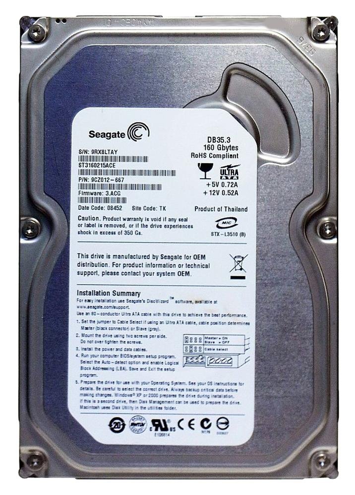 Seagate DB35 Series 7200.3 160GB 7200RPM 2MB Ca - 9CZ012-667