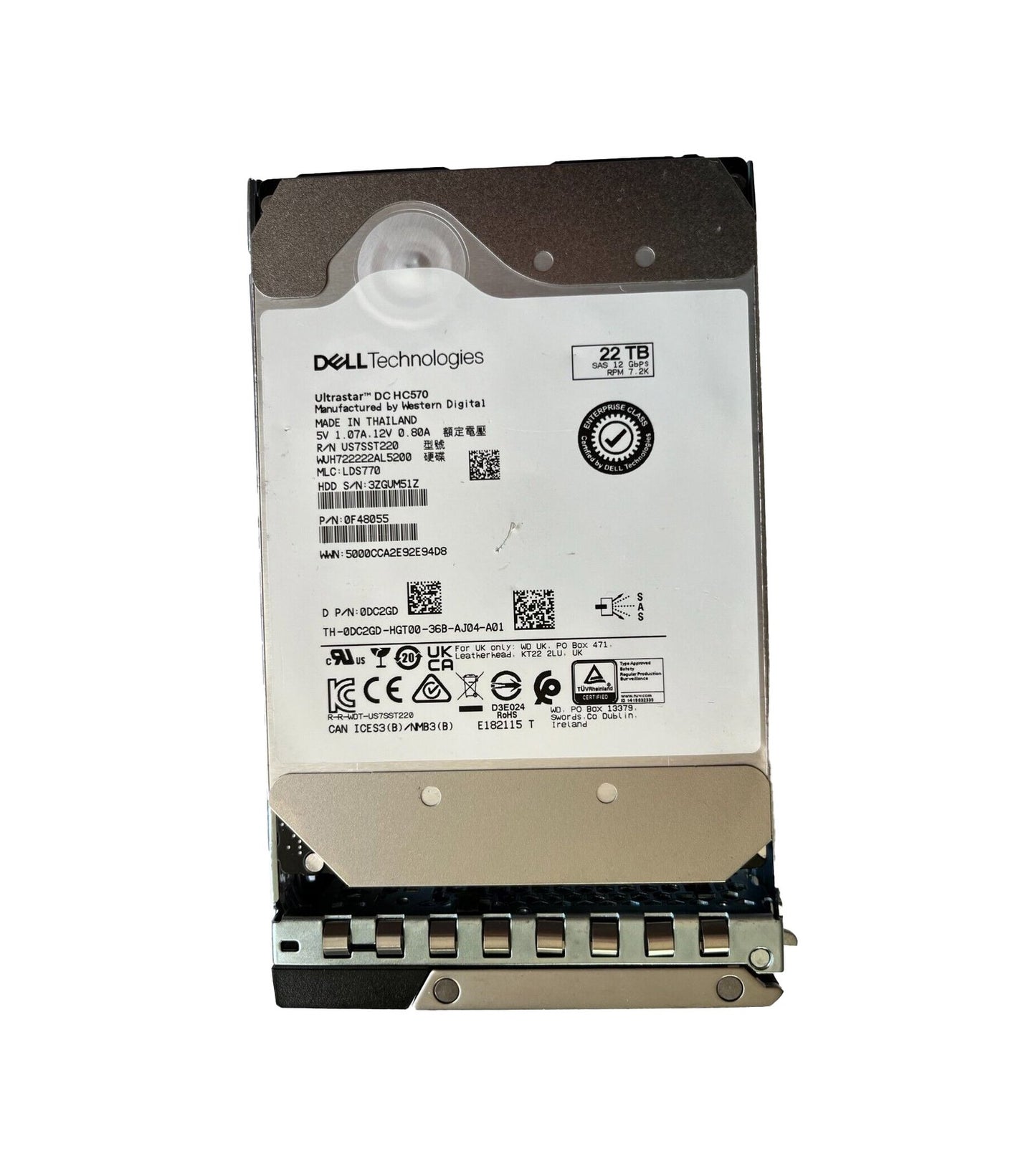 Dell 22TB SAS 12Gb/s Hot Swap 7200RPM (512e) 3.5-inc - DC2GD