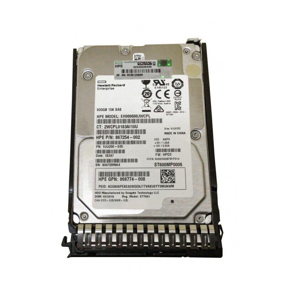 HP 600GB SAS 12Gb/s Hot Swap Digitally Signe - EH000600JWCPL
